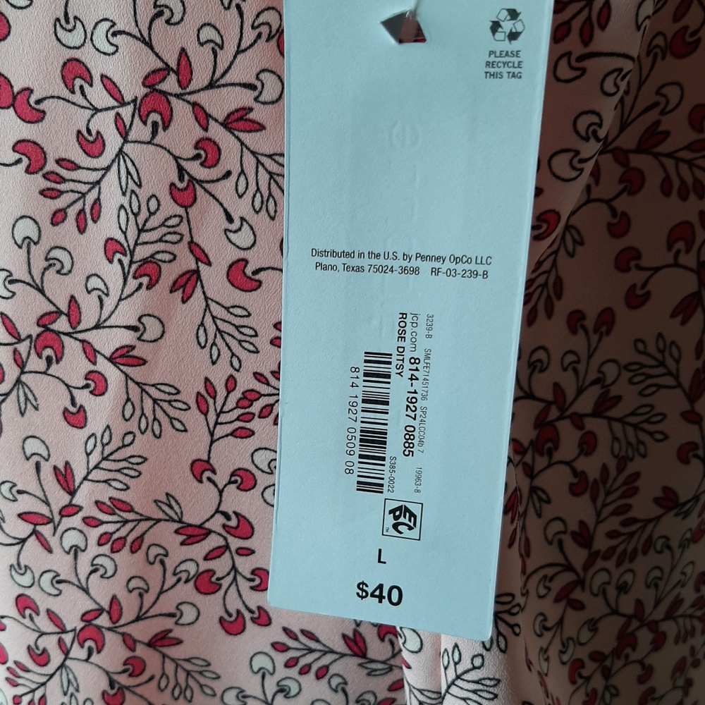 NWT ๐ท LIZ CLAIBORNE - Romantic Short Sleeves Flowery Pink Blouse - Size: L - Picture 8 of 11